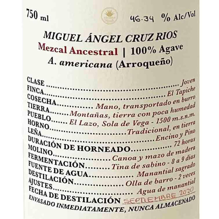 Cuentacuentos Arroqueno Ancestral Mezcal Miguel Angel Cruz Rios label