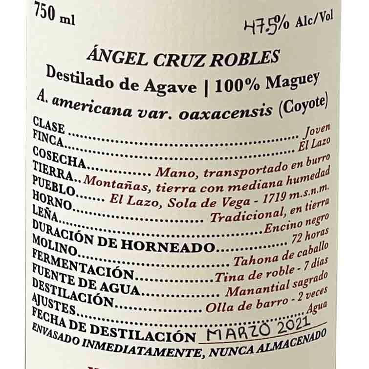 Cuentacuentos Coyote Ancestral Mezcal Angel Crus Robles Label