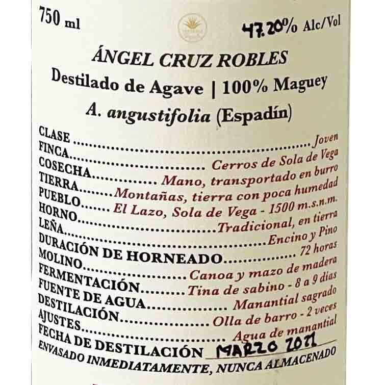 Cuentacuentos Espadin Ancestral Mezcal Angel Crus Robles Label