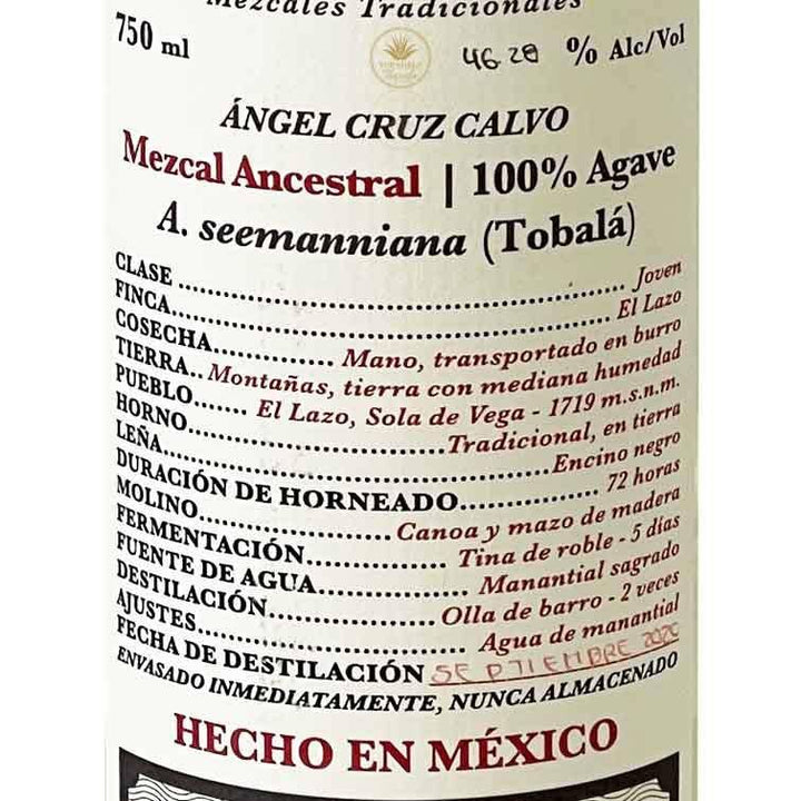 Cuentacuentos Tobala Ancestral Mezcal Angel Cruz Calvo Label